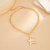 OT Buckle Pentagram Pendant Necklace Five-pointed Star Clavicle Chain Chunky Chain Necklace  Women