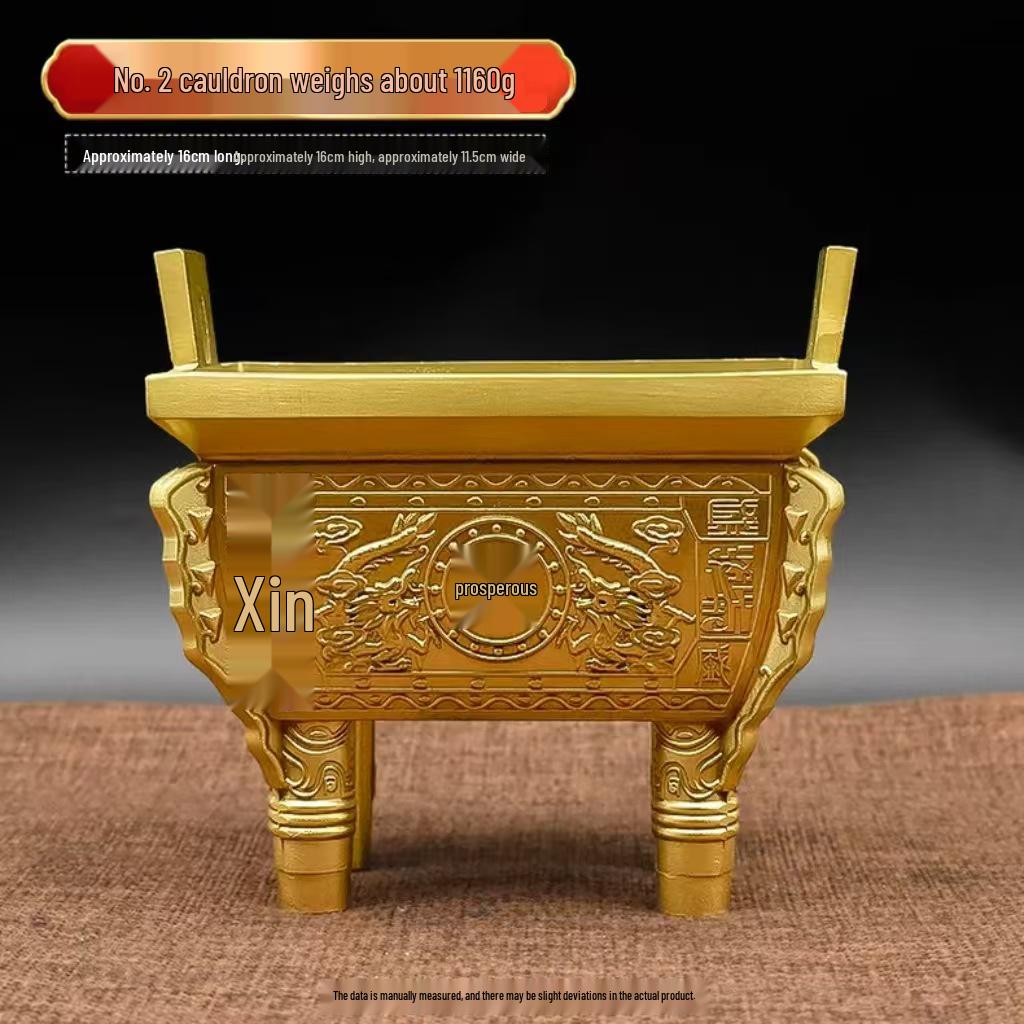 Brass and Copper Double Dragon Ding: Decorative Office & Home Ornament