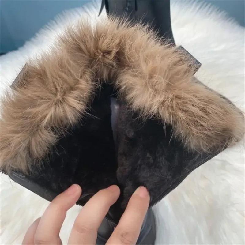 Winter Plush Ankle Boots for Women Anti Slip Warm Cozy Leather Booties Fashion Designer Cotton Shoes for Womens Botas Para Mujer