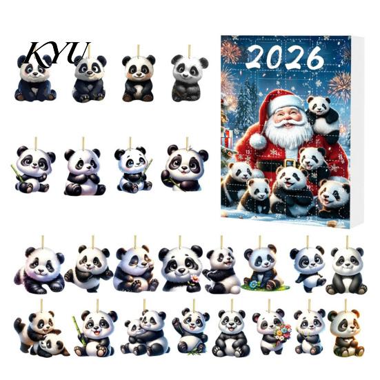 Collectible Panda Box Set Advent Calendars 2026, 2D Acrylic Cute Hanging Ornaments for Decorations Car Xmas Tree, 24 Days Christmas Countdown