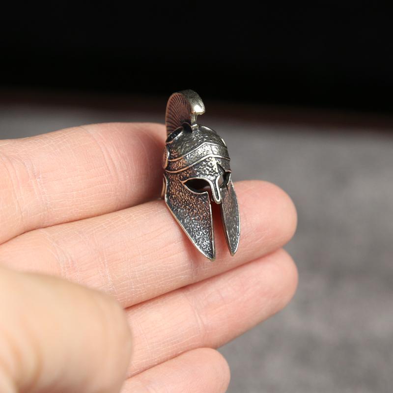 Ancient Greece Spartan Warrior Scar Helmet Brass Knife Beads EDC DIY Paracord Keychain Lanyard Pendant Jewelry Accessories