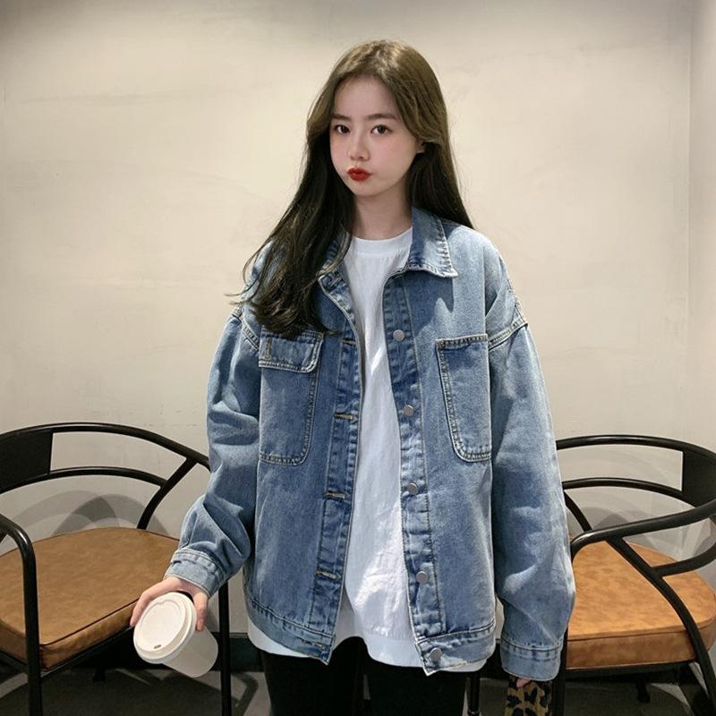 Trendy Denim Jacket for Women Loose Fit Spring Style Korean Vintage Top InnerVintage Top Thickness Standard