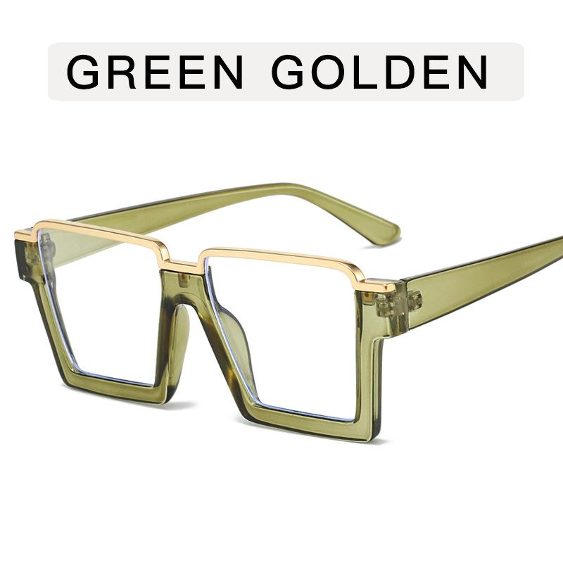 

Fashion Big Size Frame Glasses Square Shape Semi-rimless Eyeglass Frame for Women Blue Light Blocking Decorative Glass