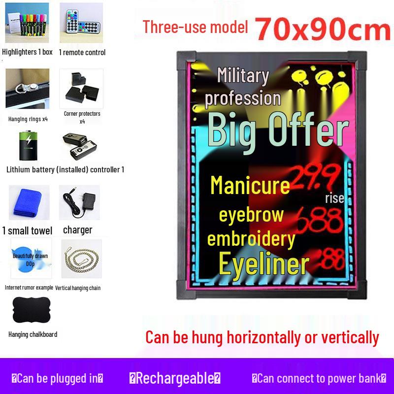 LED Blackboard Stall Display Sign - Luminous Advertising Menu Board