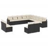 VidaXL Salon de Jardin avec Coussins 13 pcs, Canapés de Terrasse, Ensemble de Meubles de Patio, Mobilier d'Extérieur, Noir 3226483