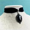 Gothic Witch Pagan Blood Red Pendant Chocker Necklace Women Vintage Black Velvet Necklace Jewellery Accessories