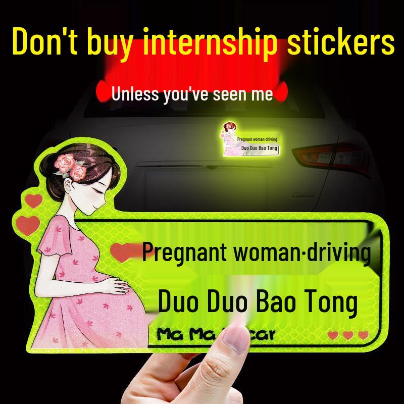 Reflective Magnetic Sticker for Pregnant Women, New and Female Drivers, Baby on Board