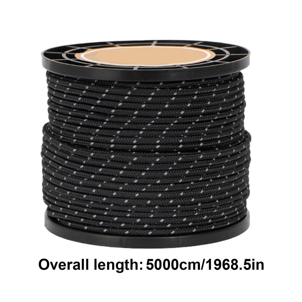 

50m 4mm Reflective Paracord Tent Cord Rope Camping Canopy Shelter Awning Rope Runner Guy Line Outdoor Guy Lines fixed rope чёрный