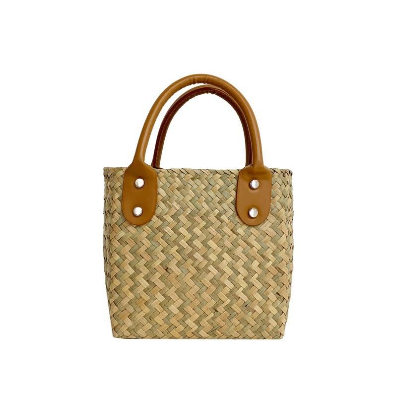 Retro Woven Handheld Tote With Letter Design For Summer Casuals