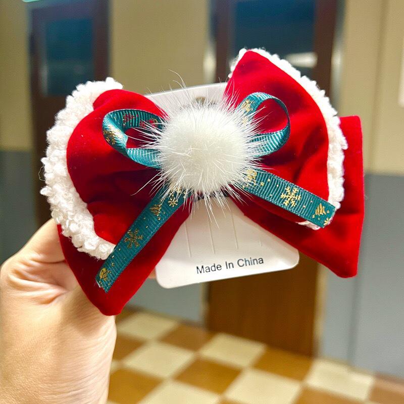 2025 Christmas Reindeer Antler Scrunchies & Bow Hair Clips - Cute Party Accessories for Kids