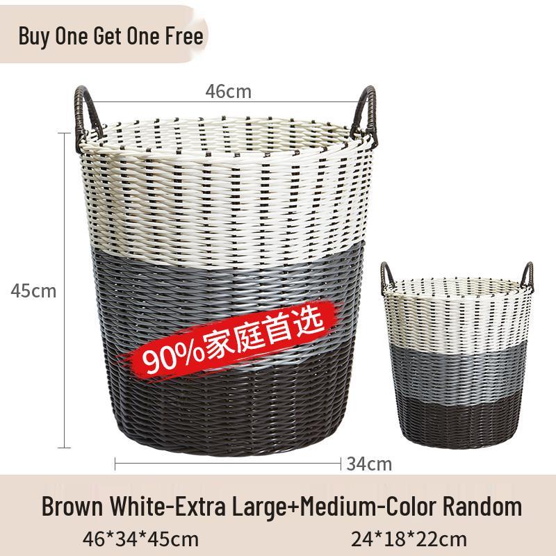 Blue Rattan Woven Laundry Hamper: Multipurpose Basket for Clothes, Toys, and Home Storage
