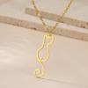 Lemegeton Long Tail Cute Cat Charm Pendant Necklace for Women Girls Animal Kitten Stainless Steel Necklace Jewelry Gift