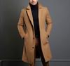 Men's Mid-Length Solid Color Woolen Coat - Warm Autumn/Winter Jacket