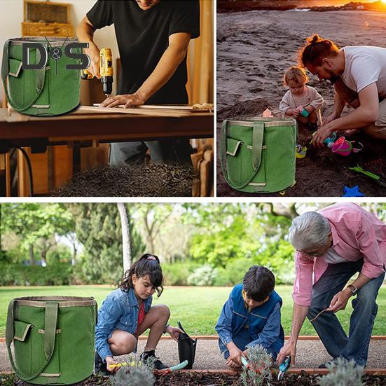 Garden Tools Bucket Bag Multiple Pockets 7.9 Gallons Large Capacity Waterproof Durable Canvas Gardening Organizer Tote