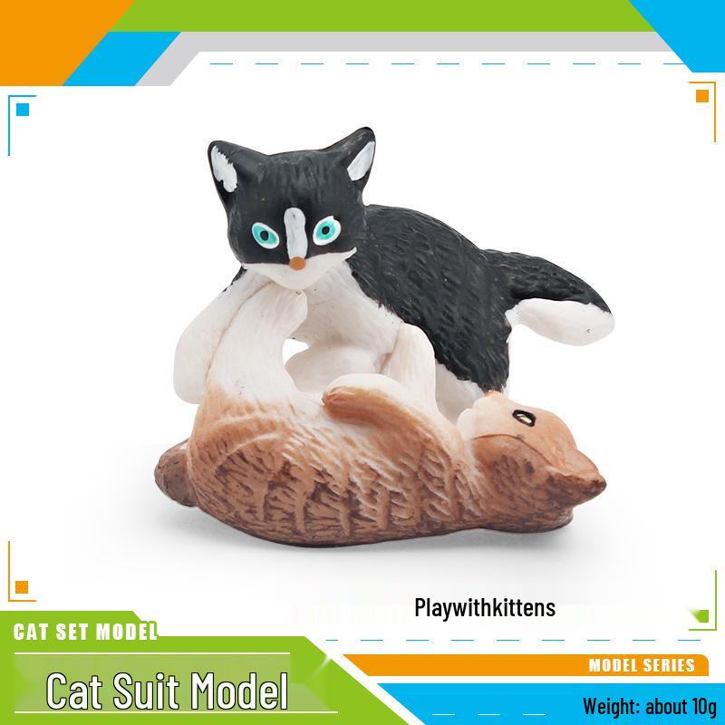 Children's Black and White Kitten Simulation Set - Toy Cat Figurine