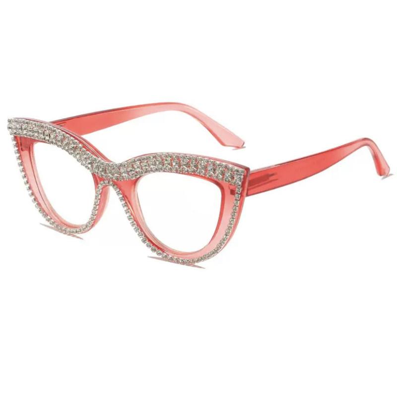 Madingi deimantais puošti skaitymo akiniai Vintažiniai prabangūs katės akių formos skaitymo akiniai Kompiuterio apsaugos akiniai