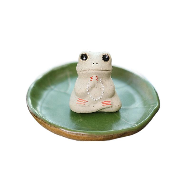 Ceramic Little Frog Decoration Ceramic Lotus Leaf Tea Ceremony Accessories Tea Table Fun Decoration Tea Room Decoration
