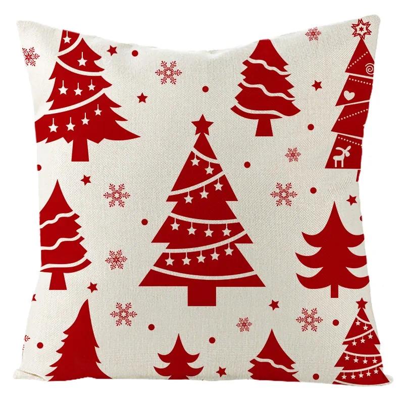 Christmas Red Throw Pillow Case Holiday Home Decoration Cushion Cover Cojines Decorativos Para Sofá Poszewki Na Poduszki,(1)