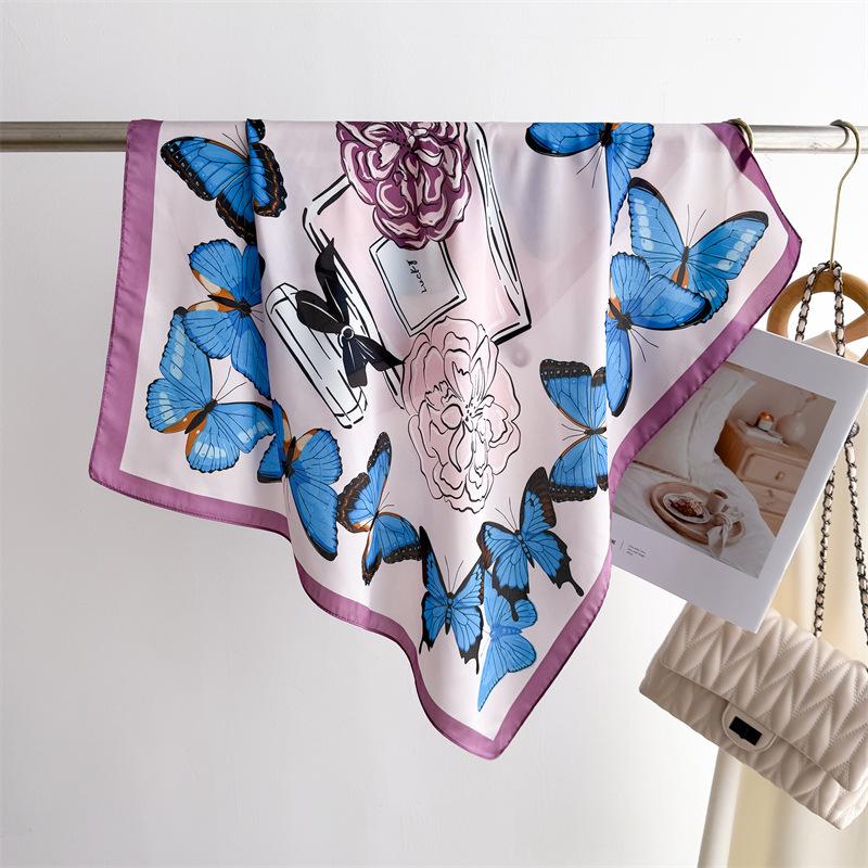 Luxury Silk Feeling Square Scarf Women  Print Satin Neckerchief Spring Hair Band Foulard Bandana Echarpe Tie Shawl Wraps