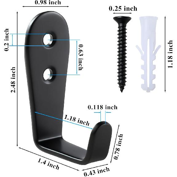 Stainless Steel Hooks for Hanging, Heavy Duty Hook, Wall Hooks Key Holder Wall Mount Hanger Coat Hook Garage Storage Screw Utility Hooks, 8 Pack