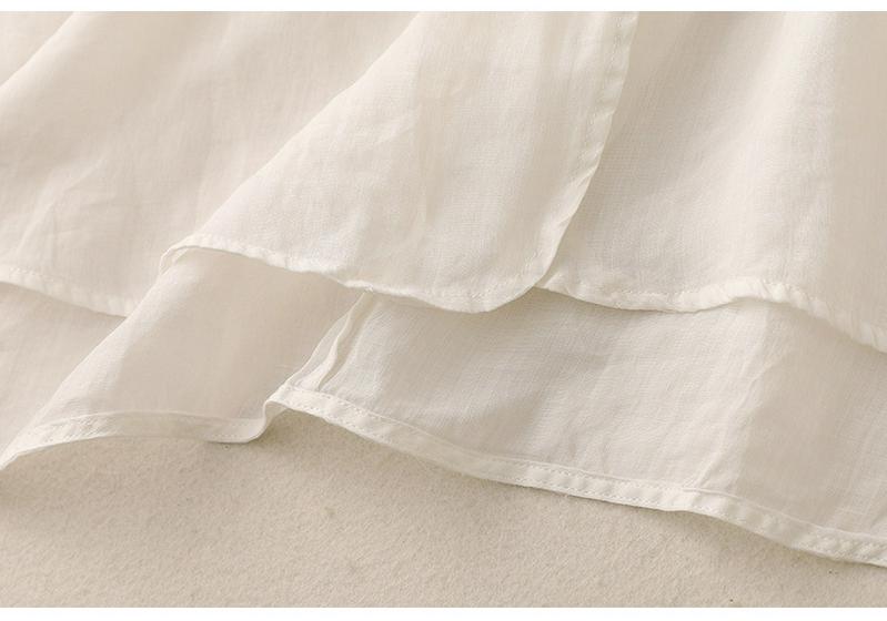 3229 Women's Cotton Linen Embroidered Oversized Sun Protection Shirt - Lightweight & Breathable, Retro Seven-Sleeve Summer Style