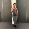 Women's Summer Sexy Slant Shoulder Waisted Hip Wrap Mid-Length Dresses