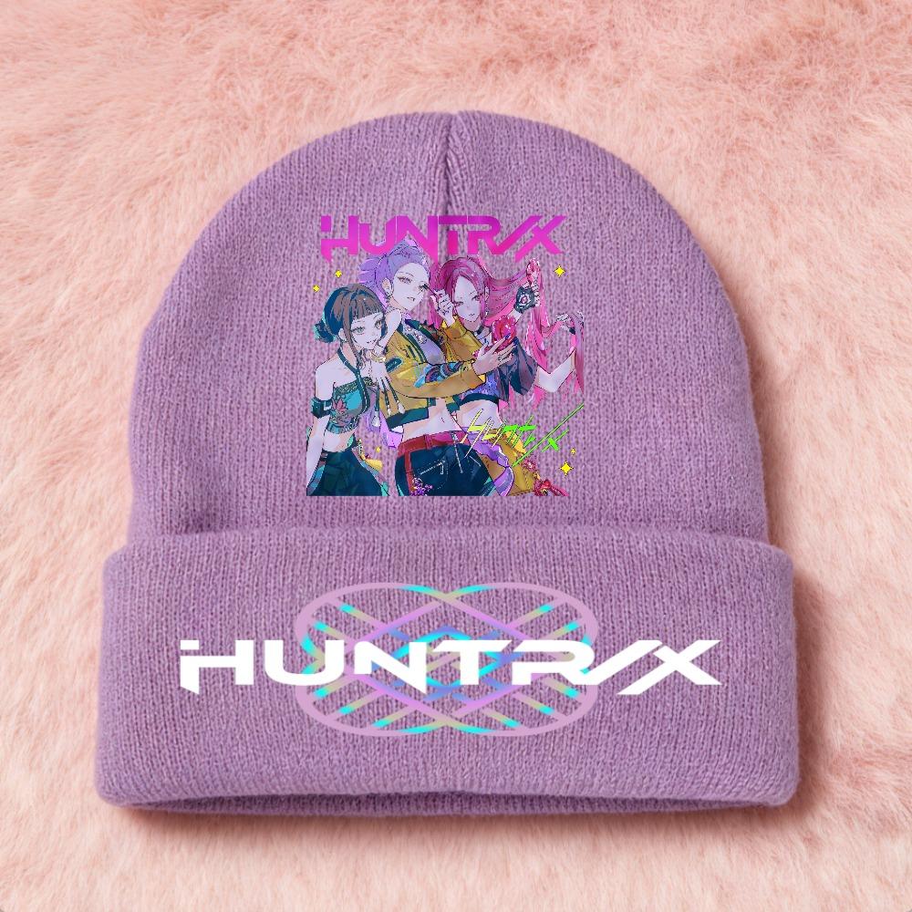 KPOP Demon Hunters Cute And Charming Cartoon Printed Children Knit Beanie Warm Cold Season Cap Girls Outdoor Sports Birth Date Present Accessories