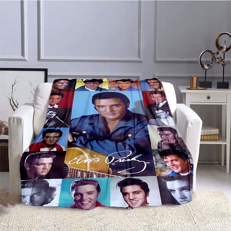Various Styles of E-Elvis Pattern 3D Printed Rock Singer Sofa Blankets, Suitable for Adult and Children's Bedrooms and Living
