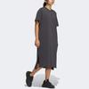 Adidas Kleid mit Buchstabenprint, locker, Rundhalsausschnitt, Kurzarm, Damenkleider, Grau IM8751