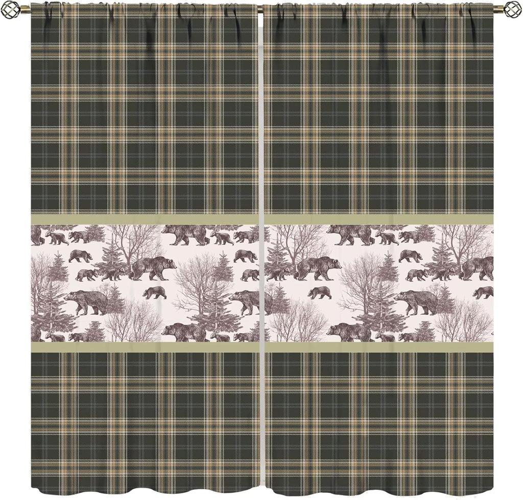 Tribal Geometric Pattern Curtains,Traditional Southwestern Style Aztec Window Treatments for Bedroom Living Room,Minimalist