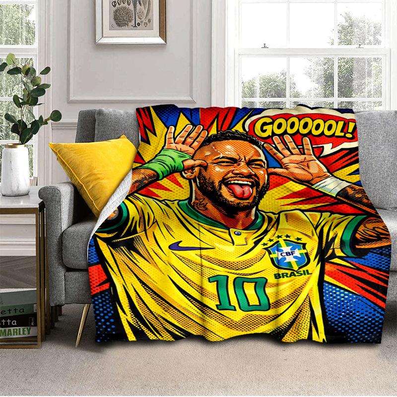Coperta per Celebrazioni Neymar Coperta in Flanella da Esterno per Campeggio, Escursionismo, Feste in Giardino, Essenziale per Picnic, regalo per famiglia e amici