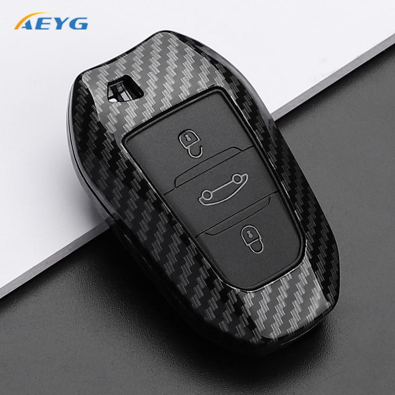 

Abs Carbon Fiber Car Key Case Cover For Peugeot 308 408 508 2008 3008 4008 5008 For Citroen C4 C6 C3-Xr Keychain Accessories