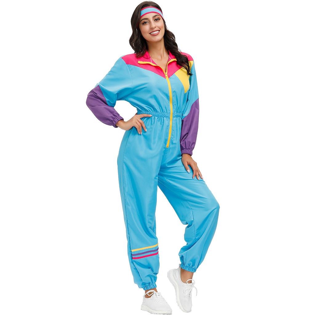 Vintage 70s Disco Hip Hop Ski Suit, Halloween Costume Party Hip Hop Suit, Women's Baseball Suit