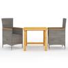 Garden Dining Set - Grey - 3 Pcs - Acacia Wood - Woven Resin - Comfortable