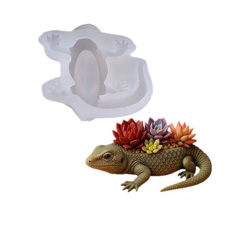 

Flexible Silicone Lizard Flower Pot Mold for Crafting Home Office Decoration Unique Planter Making Mould 1