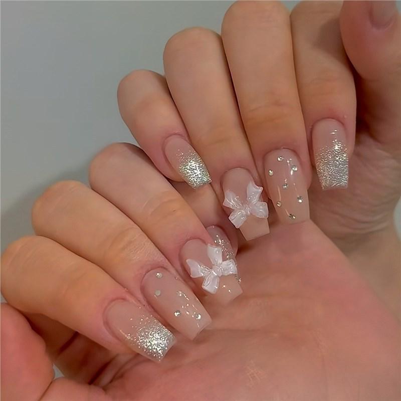 Handmade Rhinestone Butterfly Nail Art Stickers: Removable, High-End Wearable False Nail Tips