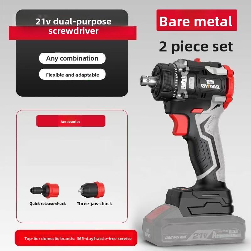 NANWEI 21V 2.0Ah Brushless Lithium-ion Cordless Electric Screwdriver Handheld Universal Electric Screwdriver with 4 Types of Chucks