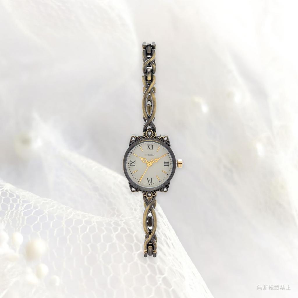 Fieldwork Analog Watch with Antique Metal Band and Accessory Amel Antique Women's Buckle, Gold, JN032-5