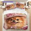 Pomeranian Pattern Bedding Quilt Set Quilt Cover Pillowcase Home Decoration Birthday Gift (1 * duvet cover + 2 * pillowcase, without core)