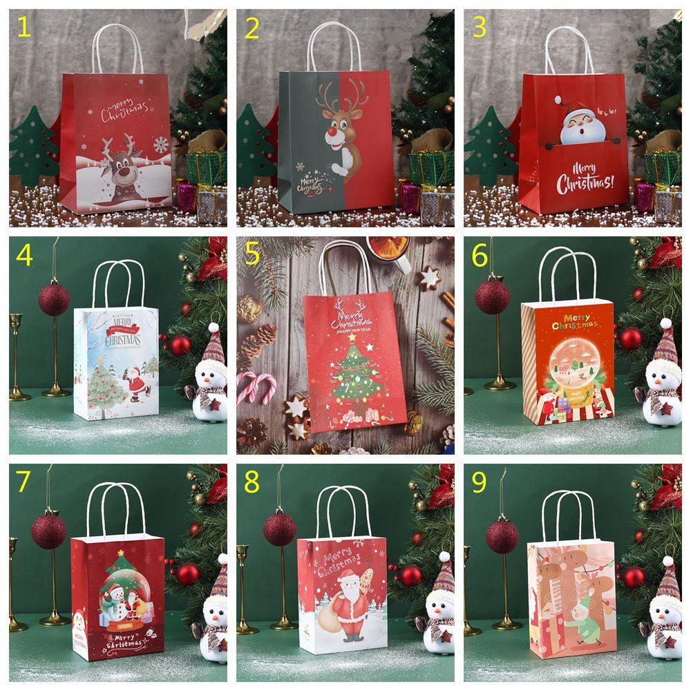 Decor Cake Package Candy Wrapping Bag Christmas Gift Bags Elk Santa Claus Kraft Paper Gift Box