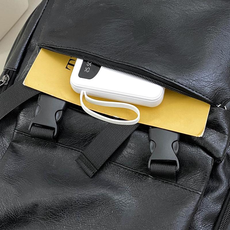 Sac d'ordinateur d'affaires en cuir PU souple Sac à dos de voyage pour hommes Grande capacité Sac à dos étudiant