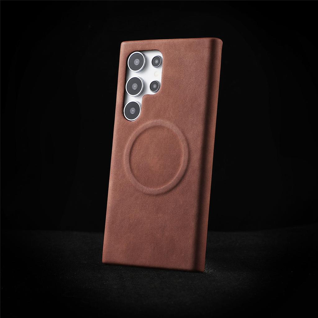 Smooth-touch Sheep Skin Leather Anti-drop Phone Case For Samsung S26 Ultra S25 S24 S23 Plus Wireless Charging Protect Back Cover