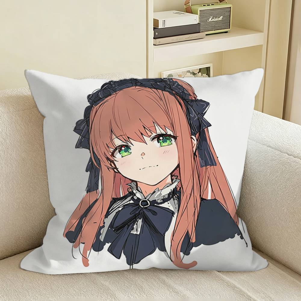 DDLC Game MMonikaChuu Square Sofa Pillow Cover Solid Color Living Room Home Decor Cushion Case