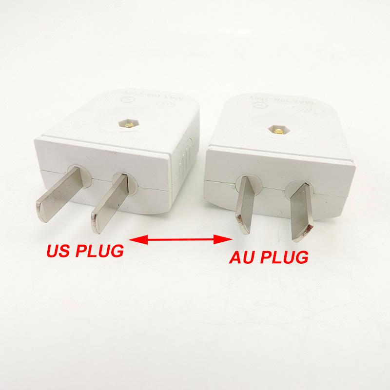 5pcs US AU Plug 2 Flat Pin DIY Replacement Rewireable Wall Power Plug Adapter AC 100V 220v 250V 10A White Color