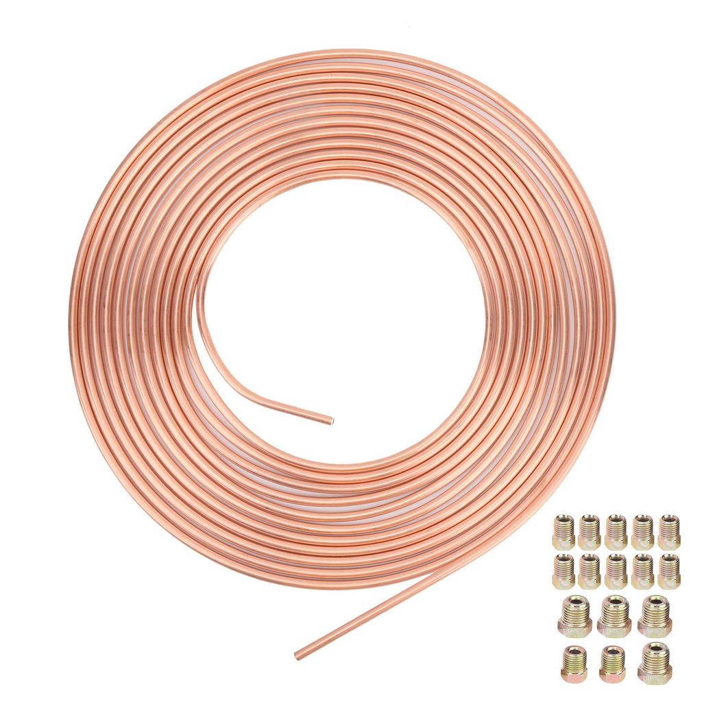 316in OD 25ft Copper Nickel Brake Line Tubing Kit Coil and Fitting Perfect Flexibility