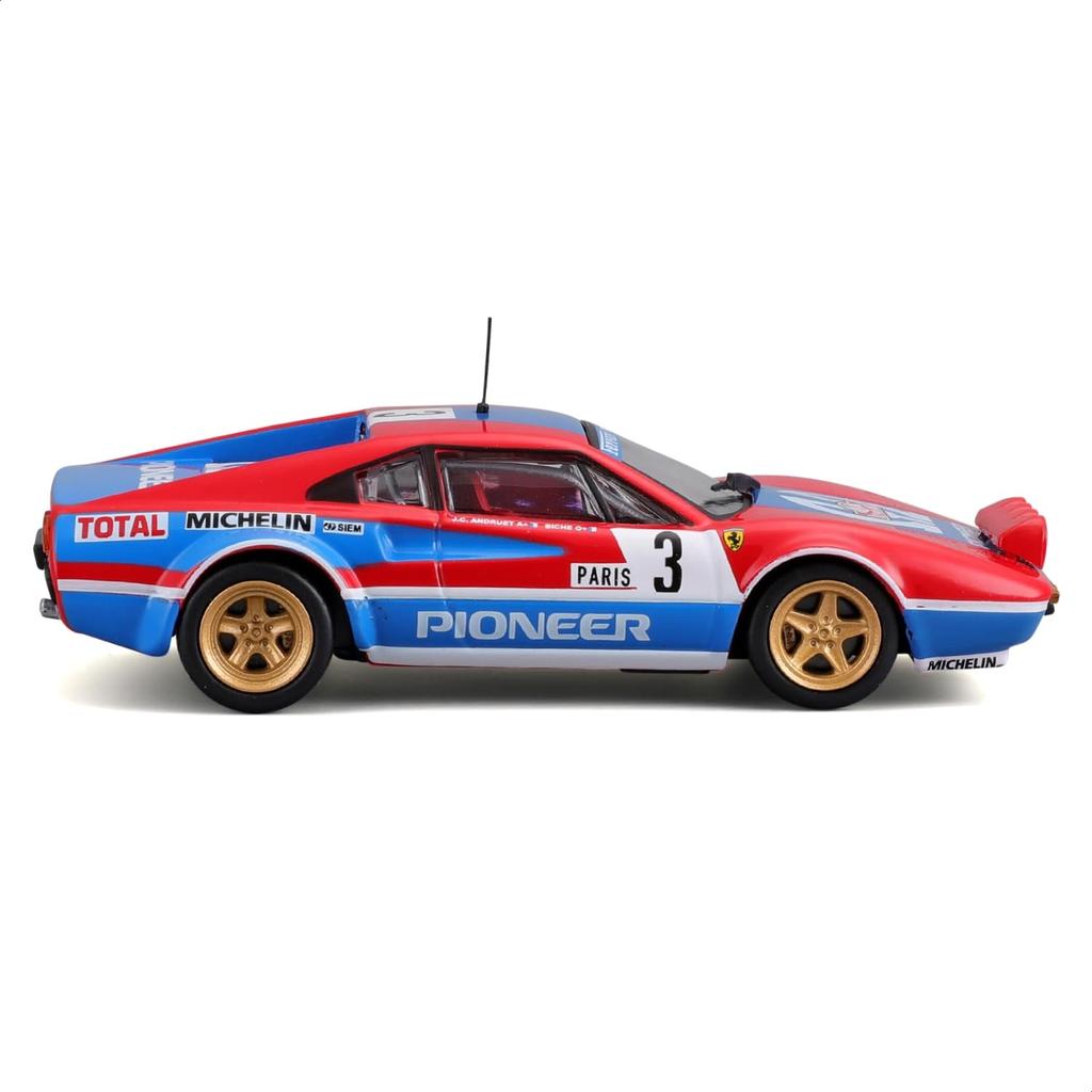 Bburago 1/43 Scale Ferrari 308 GTB 1982 #3 Red/Blue / Race Sports Car Diecast Model Car 18-36304