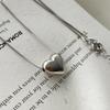 Simple Design S925 Silver High-end Three-dimensional Love Peach Heart Pendant Necklace Light Luxury Temperament Collarbone Chain