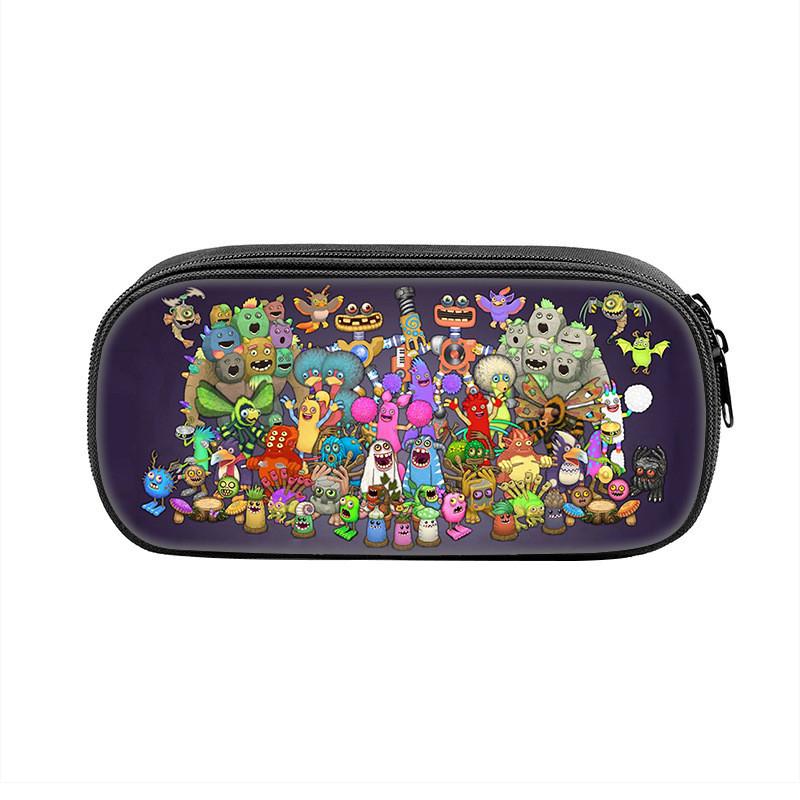 My Singing Monsters Pencil Case Nylon Storage For Students With Fun Cartoon Design