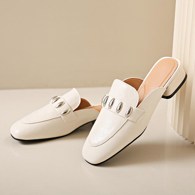 Fashion Low Heeled Baotou Slippers for Women 2025new Summer Outfit Fashionable Fairy Style Comfortable One and A Half Slippers for Women