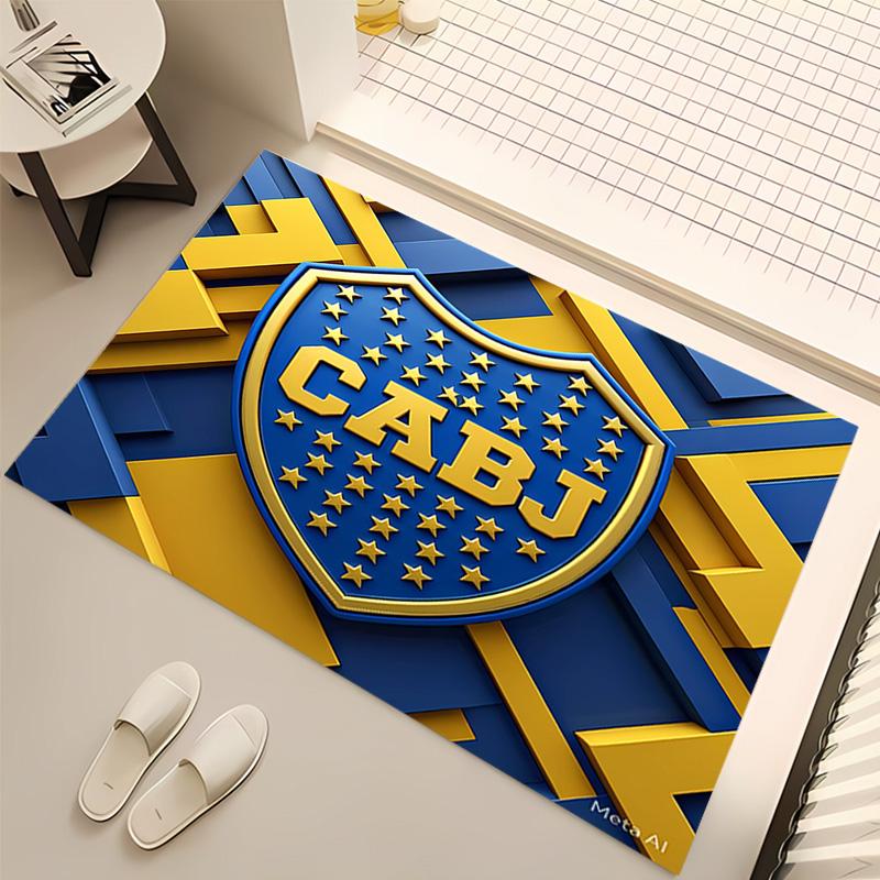 1pc Club Atlético Boca Juniors Print Area Rug - Soft, Washable Non-Slip Indoor Mat, Living Room, Home Office Decorative Rug,Office Decorative